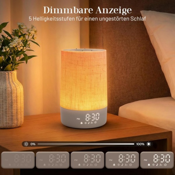 Foryond Tageslichtwecker mit 30 Naturgeräuschen,Wecker mit Licht Sonnenaufgang,Dimmbar Nachttischlampe,Lichtwecker Einschlafshilfe und Timer,Geschenke für Mutter und Vater, Frauen und Männer