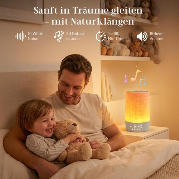 Foryond Tageslichtwecker mit 30 Naturgeräuschen,Wecker mit Licht Sonnenaufgang,Dimmbar Nachttischlampe,Lichtwecker Einschlafshilfe und Timer,Geschenke für Mutter und Vater, Frauen und Männer